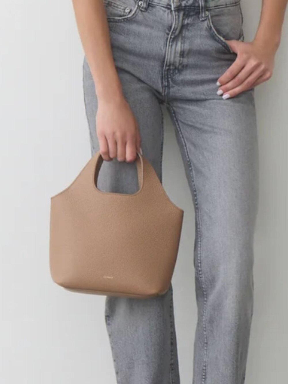 Cuyana Mini System Tote, Pebbled Cappucino